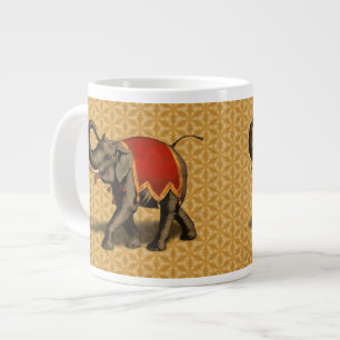 Taza De Café Gigante Paño del elefante indio w/Red