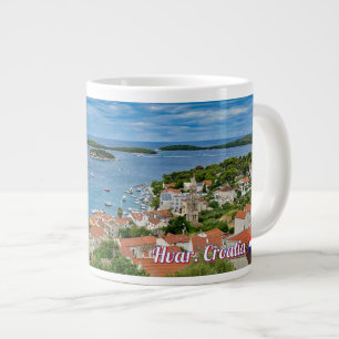 Taza De Café Gigante Panorama de Hvar en Croacia viaje