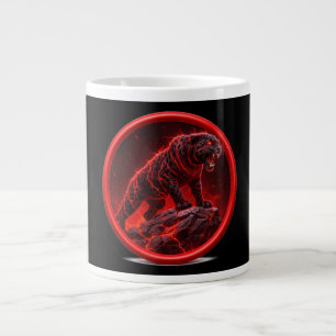 Taza De Café Gigante Pantera Negra Volcánica Posada En Roca Brillante