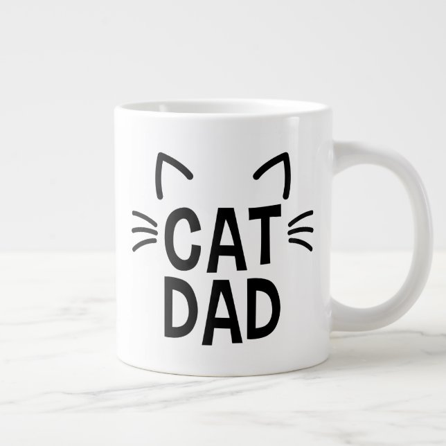 Taza De Café Gigante Papá Gato Con Orejas Y Whiskers (Derecha)