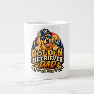 Taza De Café Gigante Papa Golden Retriever Retro Atardecer Vintage