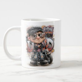 Taza De Café Gigante Papá Motociclista Motorizado