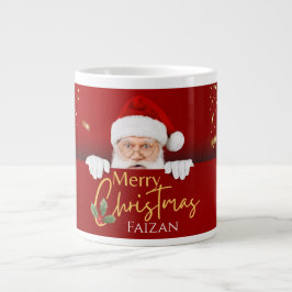 Taza De Café Gigante Papá Noel Feliz Navidad Nombre personalizado Café 