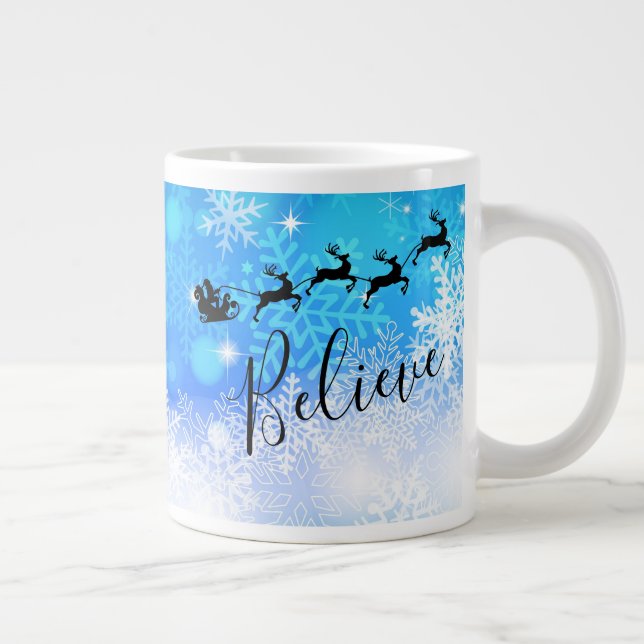 Taza De Café Gigante Papá Noel y su reno volador - Créanlo (Derecha)