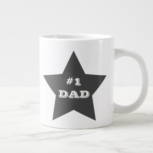 Taza De Café Gigante Papá Número Uno, Estrella Gris #1 (Derecha)