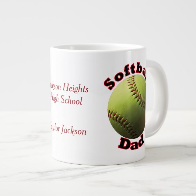 Taza De Café Gigante Papá orgulloso del softball (Derecha)