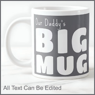 Taza De Café Gigante Papá Personalizado Big Mug Gray C19 Novedad divert