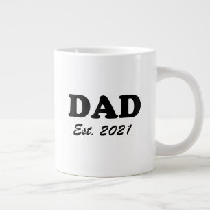 Taza De Café Gigante Papá personalizado estableció la fecha blanco negr