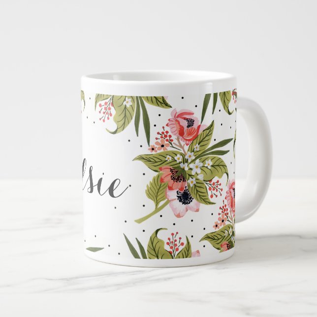 Taza De Café Gigante Paquetes Florales Pintados A Mano Mug (Derecha)