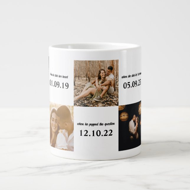 Taza De Café Gigante Par momentos románticos fotos de fechas personaliz (Frente)
