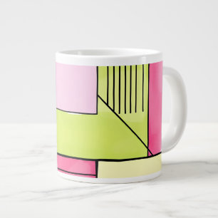 Taza De Café Gigante Parche abstracto rosa y lima