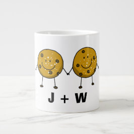 Taza De Café Gigante Pareja Cute Cute Cookie de nombre personalizado
