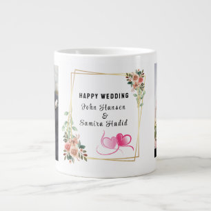 Taza De Café Gigante Pareja de compromiso de aniversario de "feliz Boda