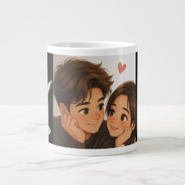 Taza De Café Gigante Pareja de dibujos animados linda
