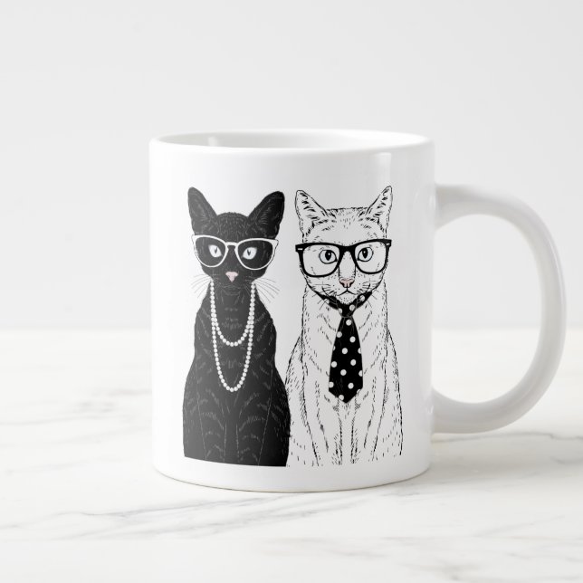 Taza De Café Gigante Pareja De Gato (Derecha)