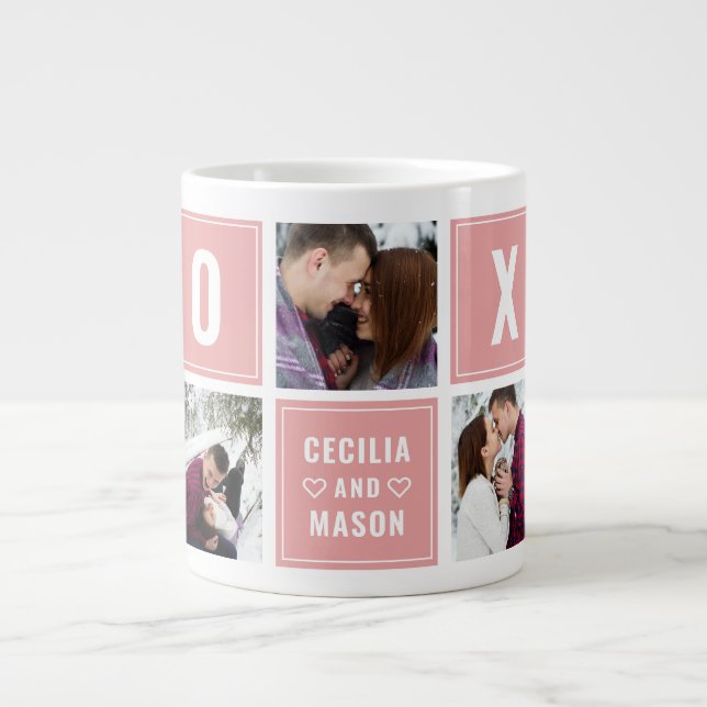 Taza De Café Gigante Parejas Nombre El día de San Valentín XOXO Persona (Frente)