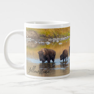 Taza De Café Gigante Parque nacional Bison River Crossing Yellowstone