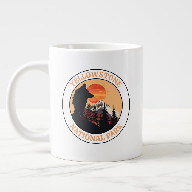 Taza De Café Gigante Parque nacional Yellowstone, Arte de Lobo Sunset,  (Izquierda)