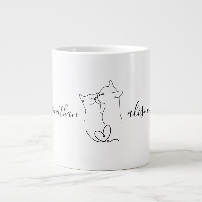 Taza De Café Gigante Partido de compromiso de boda personalizado regalo (Frente)