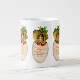 Taza De Café Gigante Pascua virgen, niño victoriano en un huevo