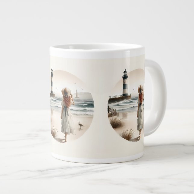Taza De Café Gigante Paseo por el faro marítimo (Derecha)