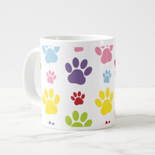 Taza De Café Gigante Pasta colorida, patrón de garras, garras de perro,