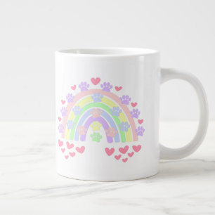 Taza De Café Gigante Pastel de arcoiris Corazones Perro Pinta Impresion
