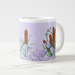 Taza De Café Gigante Pastel Dragonflies and Bulrushes