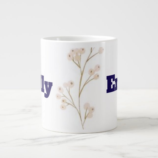 Taza De Café Gigante Pastel Floral Mug | Personalizado con su nombre (Frente)