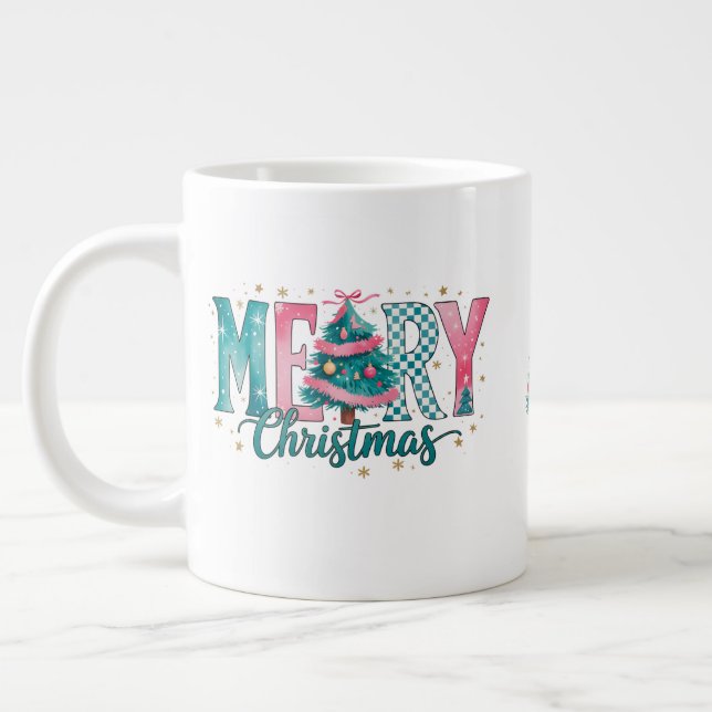 Taza De Café Gigante Pastel Merry Christmas Jumbo Mug (Izquierda)