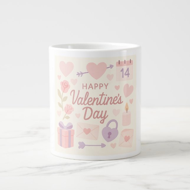 Taza De Café Gigante Pastel Valentine's Day Mug  (Frente)
