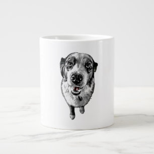 Taza De Café Gigante Pastor Australiano - Arte de Perro con Lengua Roja