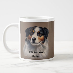 Taza De Café Gigante Pastor australiano (australiano) Cute acuarela