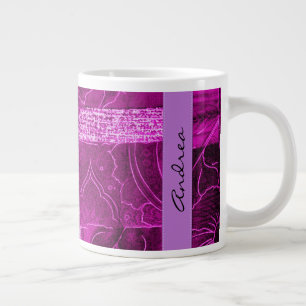 Taza De Café Gigante Patchwork Pattern, Patchwork Background, Your Name