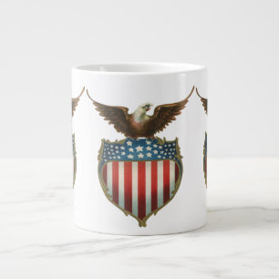 Taza De Café Gigante Patriotismo Vintage, Águila orgullosa sobre la ban