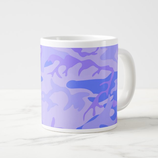 Taza De Café Gigante Patrón abstracto azul del pasto de camuflaje (Derecha)