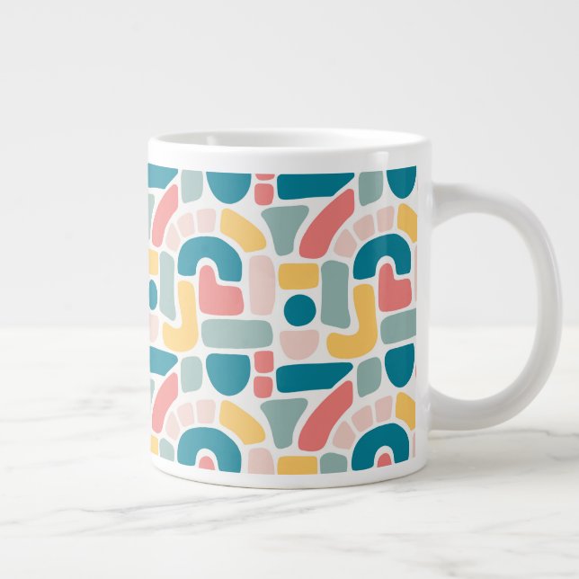 Taza De Café Gigante Patrón abstracto colorido (Derecha)