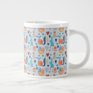 Taza De Café Gigante Patrón animal de bosque de arte folclórico
