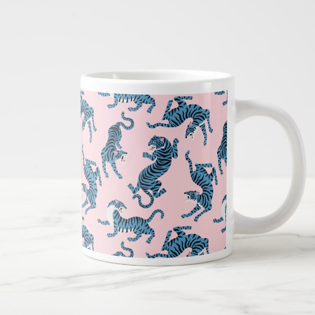 Taza De Café Gigante Patrón asiático del tigre azul (Derecha)