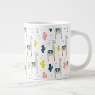 Taza De Café Gigante Patrón Cactus & Llamas