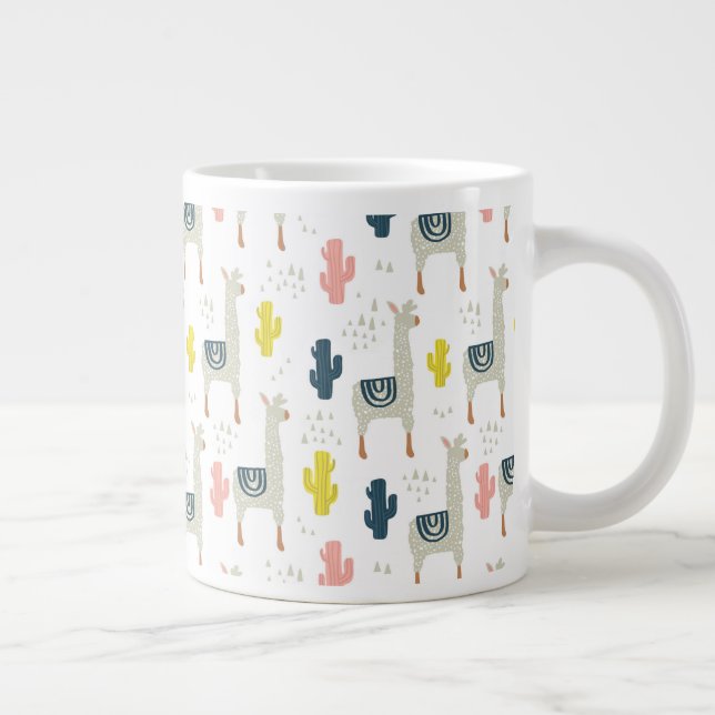 Taza De Café Gigante Patrón Cactus & Llamas (Derecha)