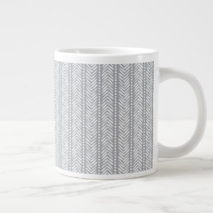 Taza De Café Gigante Patrón Chevron dibujado a mano gris