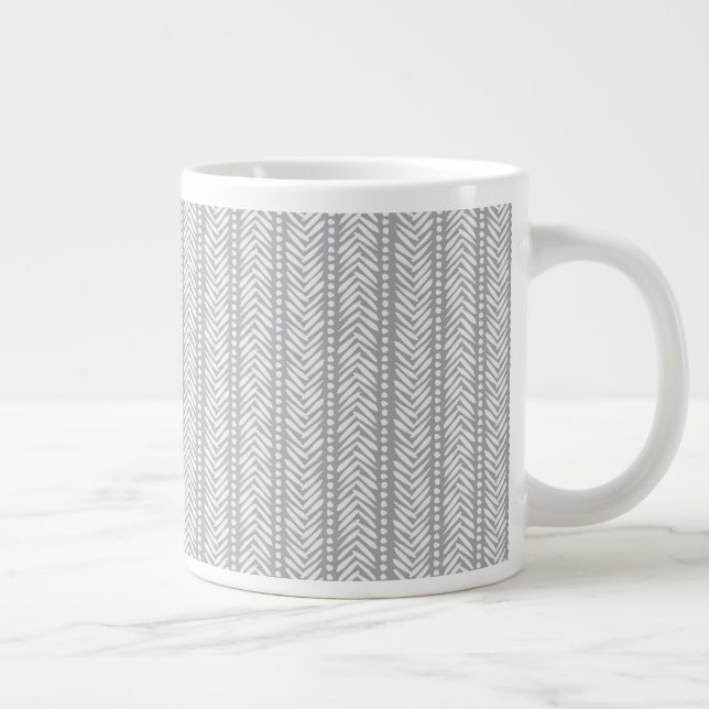 Taza De Café Gigante Patrón Chevron dibujado a mano gris (Derecha)