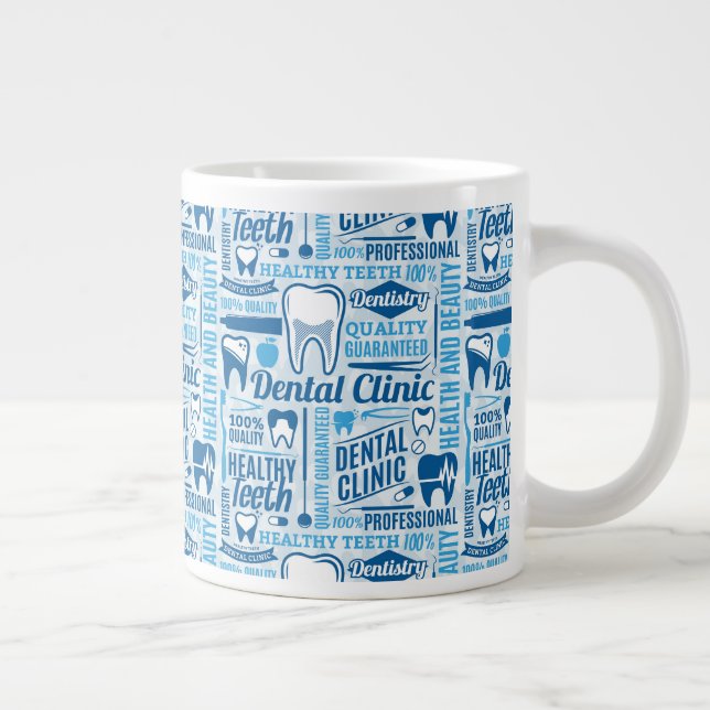 Taza De Café Gigante Patrón clínico dental azul (Derecha)