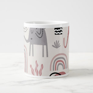 Taza De Café Gigante patrón con elefantes y jirafas lindos
