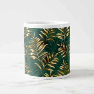 Taza De Café Gigante Patrón continuo con helechos dorados