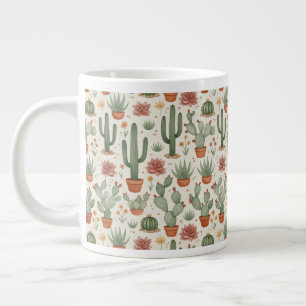 Taza De Café Gigante Patrón continuo de cactus del desierto suculento