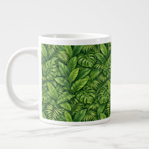 Taza De Café Gigante Patrón continuo de hojas tropicales modernas