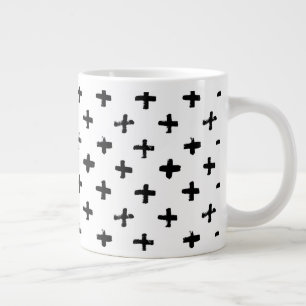 Taza De Café Gigante Patrón cruzado de tinta negra