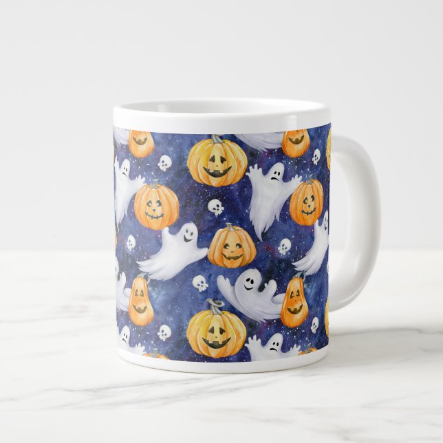 Taza De Café Gigante Patrón de acuarela de Halloween (Derecha)